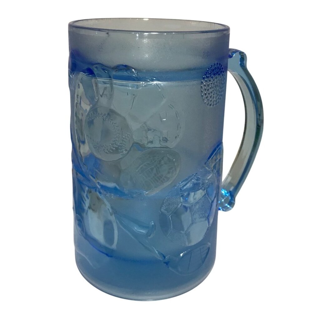 Blue Sports Themed Double Walled Frosty Freezer Mug 3.75" X 6"